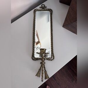 MCM brass mirror candle wall sconce